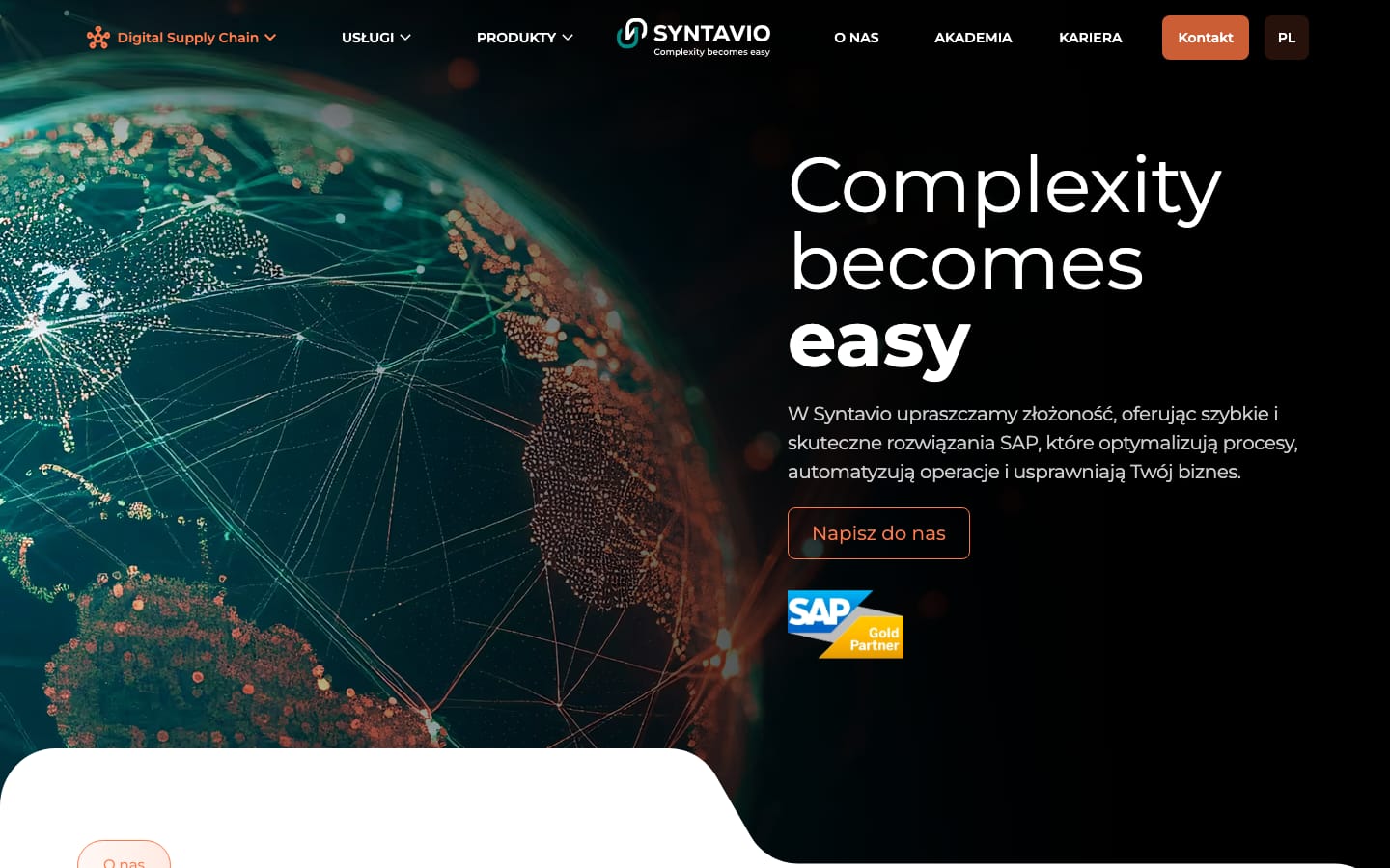 Syntavio website, homepage